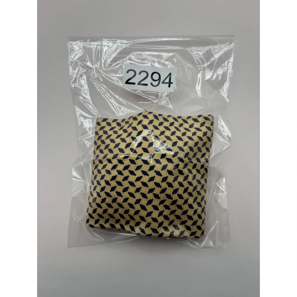 Lauren Ralph Lauren Mens Silk Tie Yellow Navy Blue Geometric Diamond Pattern